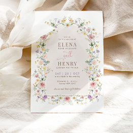 Small Elegant Spring Wildflower Meadow Fairytale Wedding Invitation Front View