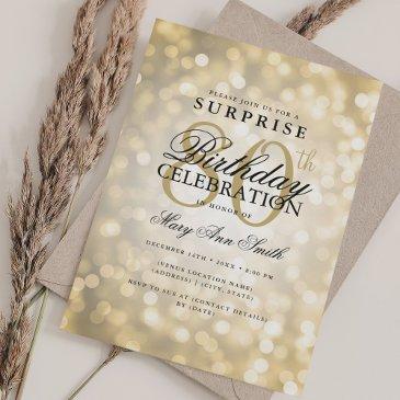 elegant surprise 80th birthday glam gold lights invitation