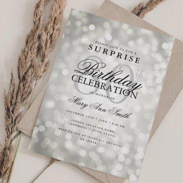 elegant surprise 80th birthday glam silver lights invitation