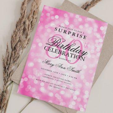 elegant surprise 80th birthday hot pink lights invitation