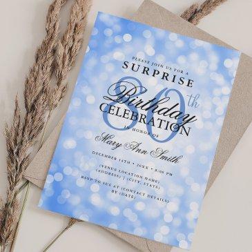 elegant surprise 80th birthday navy blue lights invitation