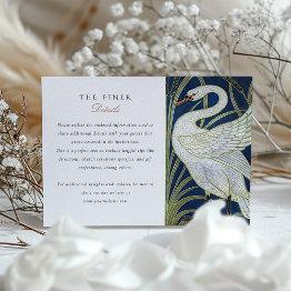 Small Elegant Swan Wedding Information Invitations Walter Crane Front View