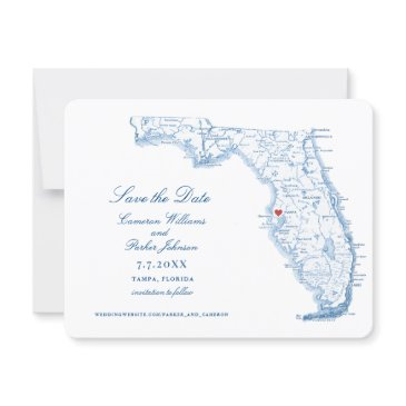 elegant tampa florida wedding navy map save the date