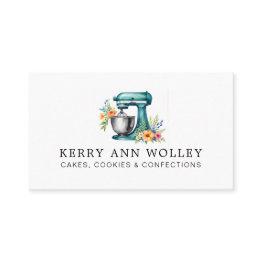Small Elegant Teal Watercolor Bakery & Confections Business Invitations Front View