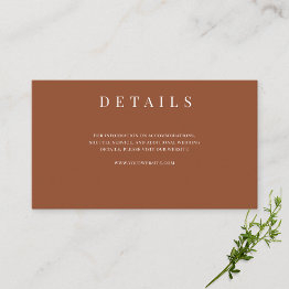 Small Elegant Terracotta Formal Wedding Details Enclosure Invitations Front View