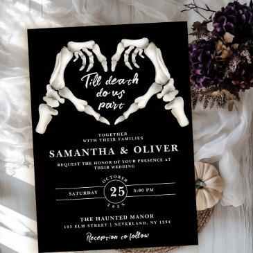 elegant till death do us part black gothic wedding invitation