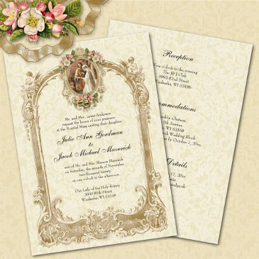 elegant traditional catholic wedding & reception invitation