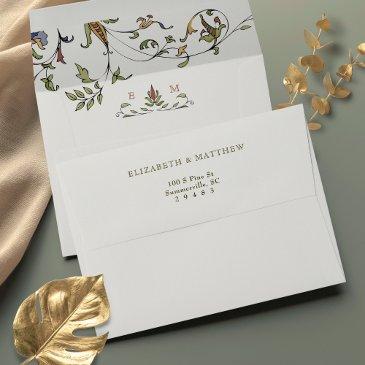 elegant victorian style wedding envelope monogram