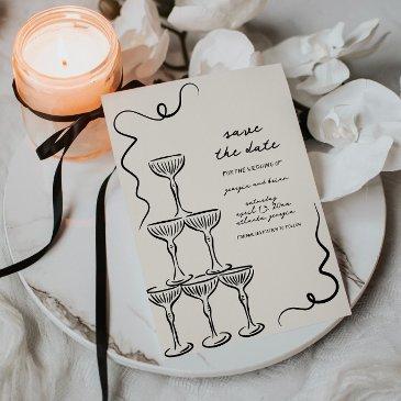 elegant vintage hand drawn save the date invitation