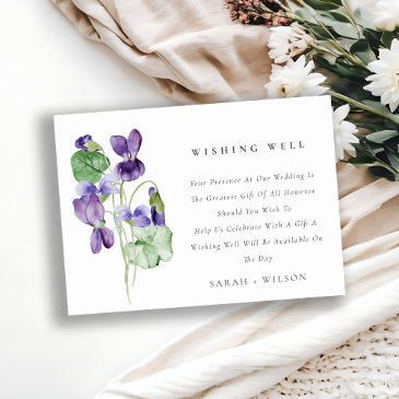 elegant violet floral bunch wedding wishing well enclosure invitations