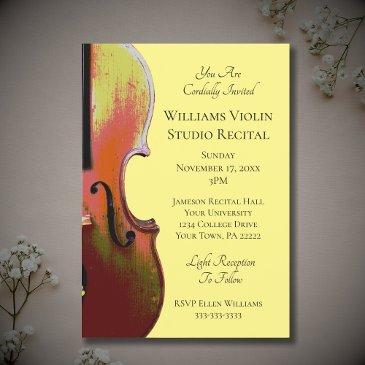 elegant violin music recital concert yellow invitation