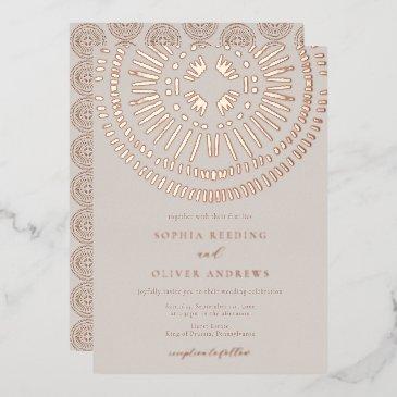 elegant watercolor art deco tropical wedding foil invitation
