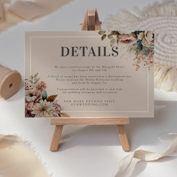 elegant watercolor floral fall wedding details enclosure invitations