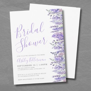 elegant watercolor lavender floral bridal shower invitation