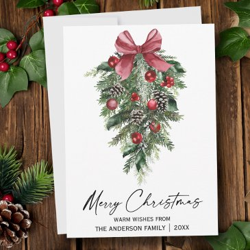 elegant watercolor pines calligraphy ink christmas holiday invitations