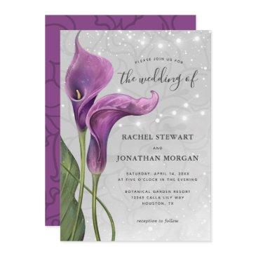 elegant watercolor purple calla lily wedding invit invitation