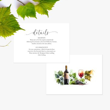 elegant watercolor vineyard wedding details invitations
