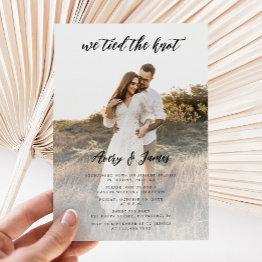 Small Elegant We Tied The Knot Photo Wedding Elopement Invitation Front View