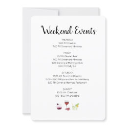 Small Elegant Weekend Events Itinerary Invitation Front View