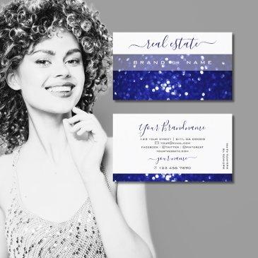 elegant white and blue sparkling glitter modern business invitations