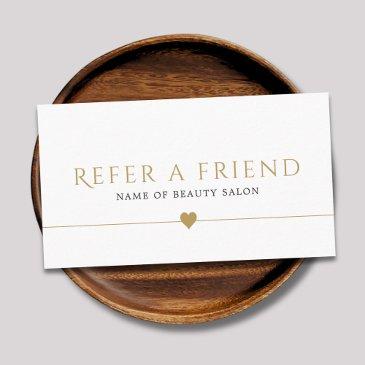 elegant white faux gold beauty salon referral invitations