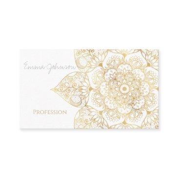elegant white gold mandala floral business invitations