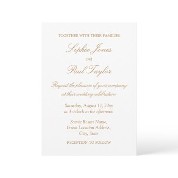 elegant white golden beige wedding invitation