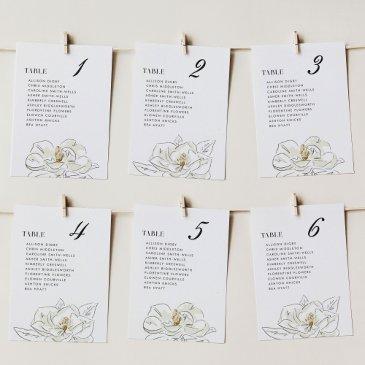 elegant white magnolia wedding seating chart