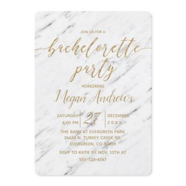 elegant white marble bachelorette party invitation