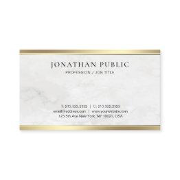 Small Elegant White Marble Modern Gold Simple Template Business Invitations Front View