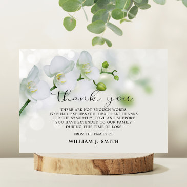 elegant white orchid thank you invitations after funeral