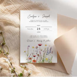 Small Elegant Wildflower Boho Chic Floral Garden Wedding Invitation Front View