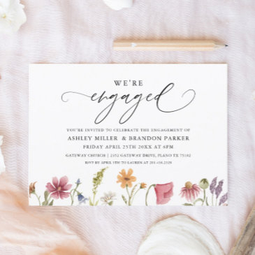 elegant wildflower engagement party invitation