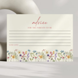 Small Elegant Wildflower Floral Baby Shower Advice Card Front View