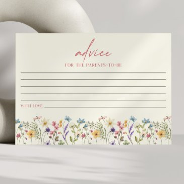elegant wildflower floral baby shower advice card