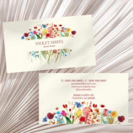 Small Elegant Wildflower Wild Flower Floral Custom Business Invitations Front View