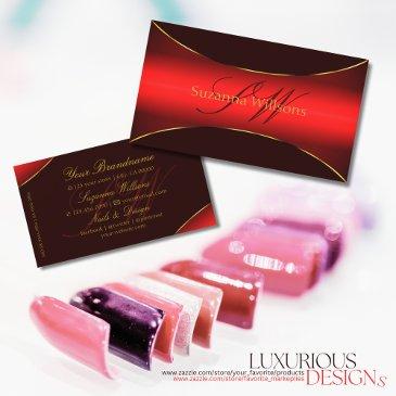 elegant wine red shimmery gold border and monogram business invitations