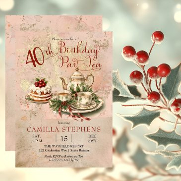 elegant winter 40th birthday par-tea party invitation
