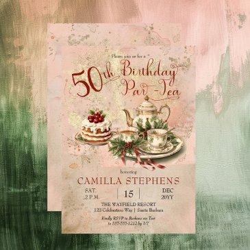elegant winter 50th birthday par-tea party invitation