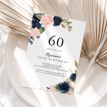 elegant winter floral 60th birthday party invitation