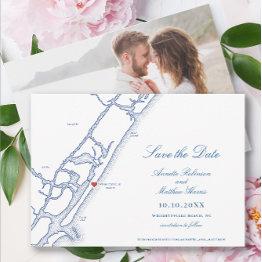Small Elegant Wrightsville Beach Nc Map Wedding Save The Date Front View