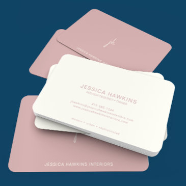 elegantly simple script monogram dusty rose business invitations