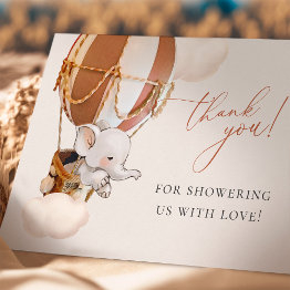 Small Elephant Balloon Baby Shower Thank You Front View