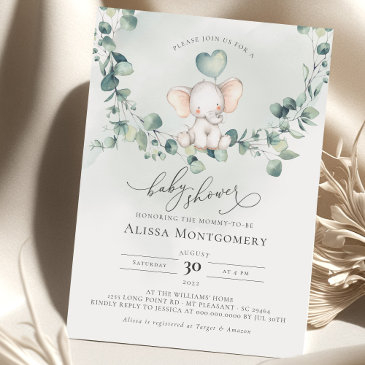 elephant peanut baby shower invitation