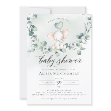 elephant peanut baby shower invitation