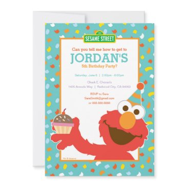 elmo - cupcake & confetti 5th birthday invitation