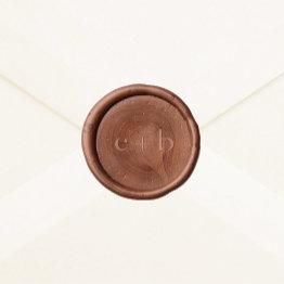 Small Emelia Monogram Minimalist Unique Neutral Wedding Wax Seal Sticker Front View