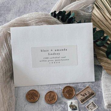 emelia rustic simple wedding guest address labels