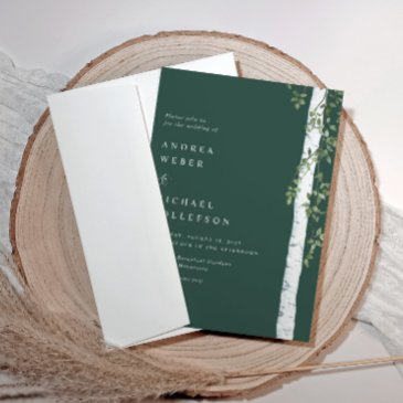 emerald birch tree aspen greenery wedding invitation