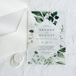 Small Emerald Greenery Elegant Autumn Woodland Wedding Acrylic Invitations Front View